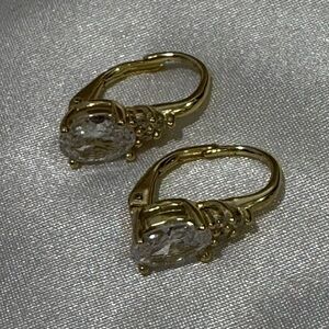 Gold Tone Women’s Earrings w/Teardrop CZ